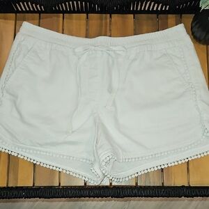 LOFT High Waist White Shorts with Lace Trim